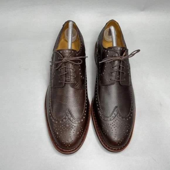 Paraboot Cousu Derby Men's Size 8.5 Brown Leather Wing Tip Goodyear Dress Shoes
